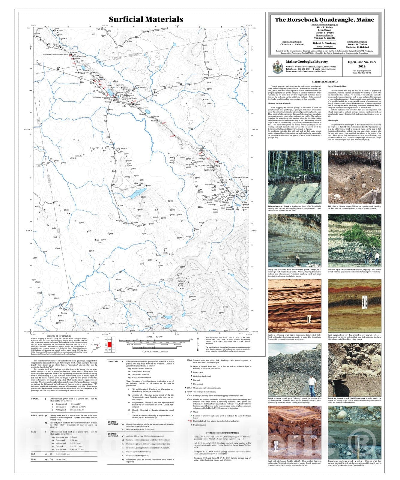 Map : Surficial materials of The Horseback quadrangle, Maine, 2014 Cartography Wall Art :
