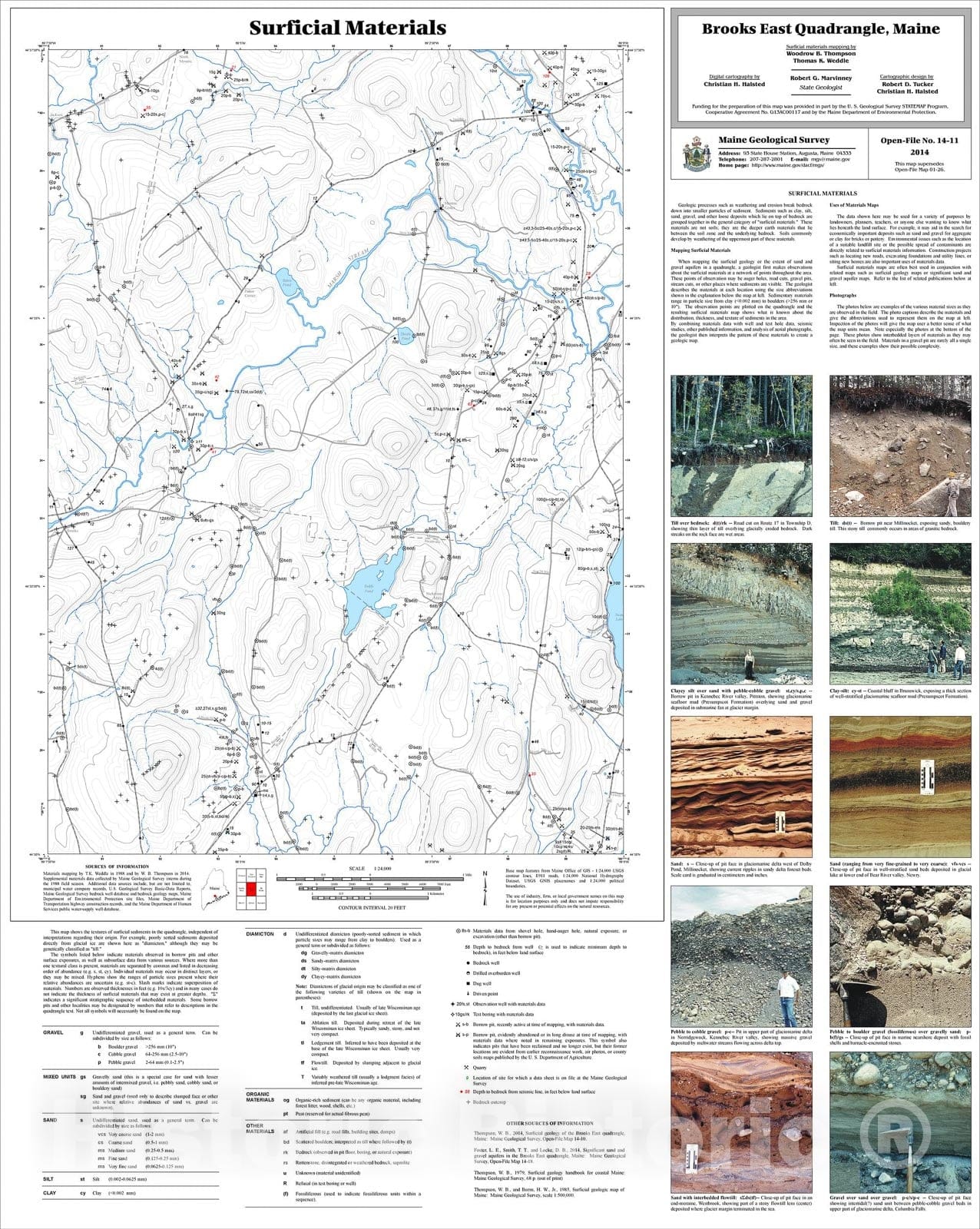Map : Surficial materials of the Brooks East quadrangle, Maine, 2014 Cartography Wall Art :