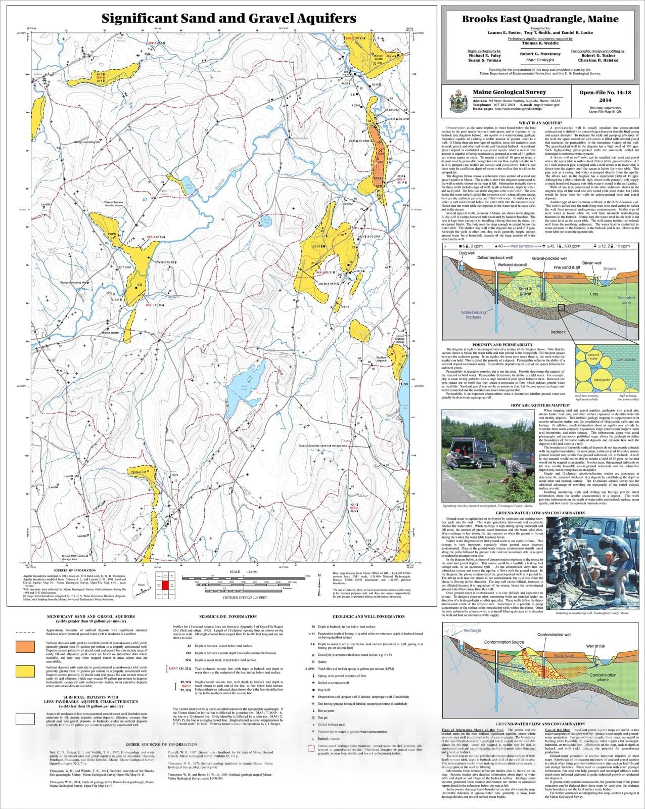 Map : Significant sand and gravel aquifers in the Brooks East quadrangle, Maine, 2014 Cartography Wall Art :
