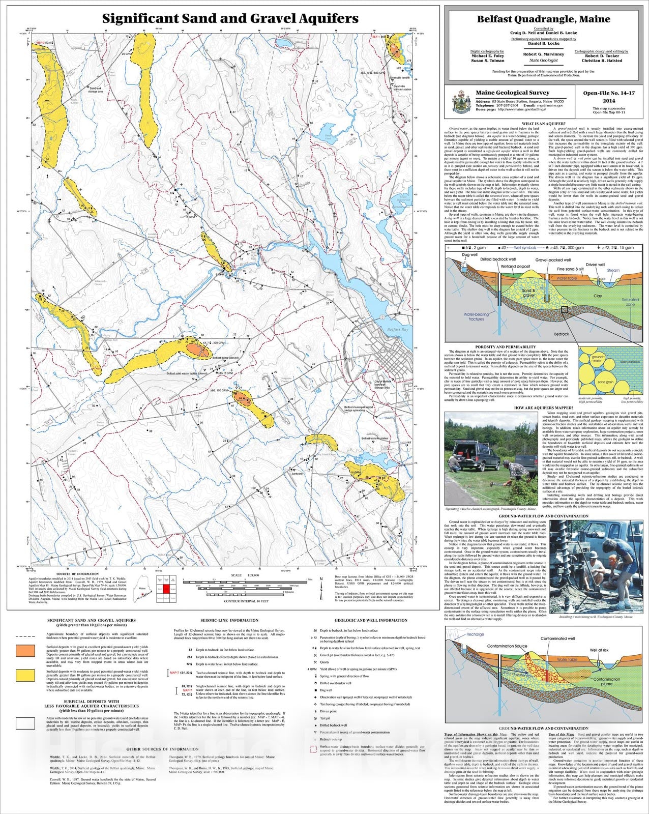 Map : Significant sand and gravel aquifers in the Belfast quadrangle, Maine, 2014 Cartography Wall Art :