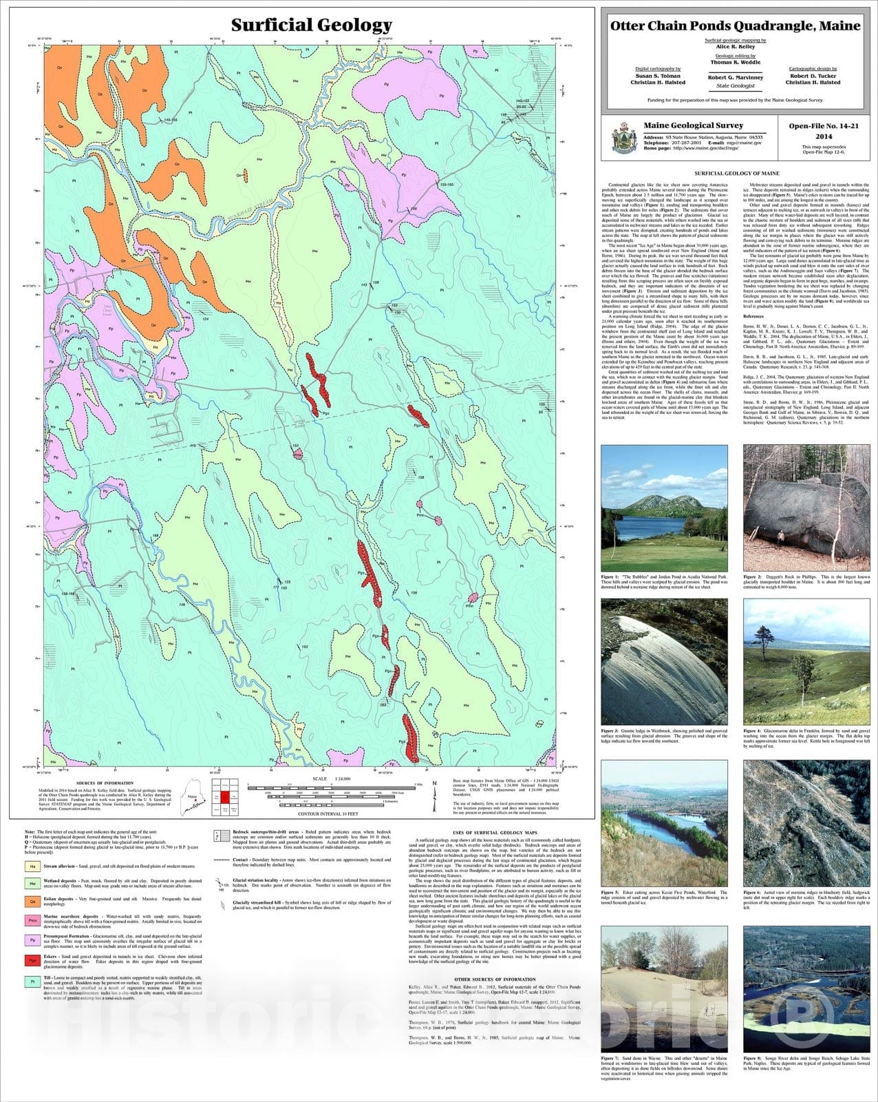 Map : Surficial geology of the Otter Chain Ponds quadrangle, Maine, 2014 Cartography Wall Art :