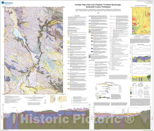 Map : Geologic map of the Lake Chaplain 7.5-minute quadrangle, Snohomish County, Washington, 2014 Cartography Wall Art :