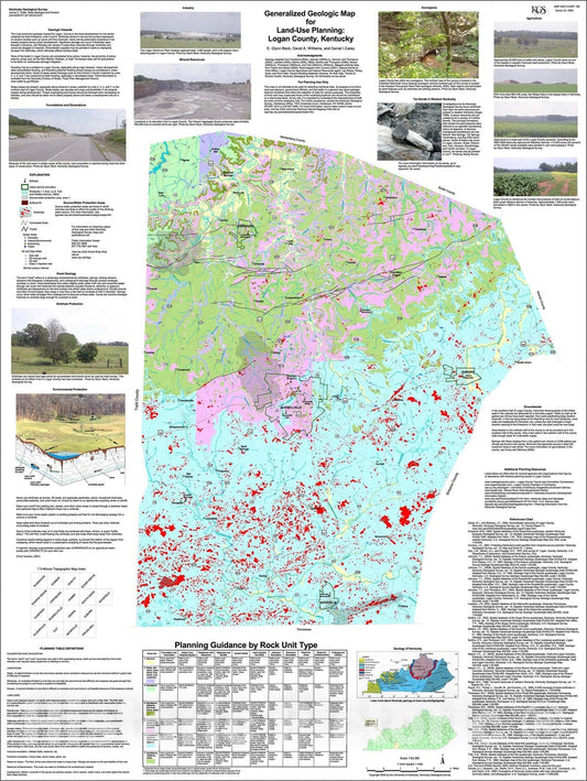 Map : Generalized geologic map for land-use planning: Logan County, Kentucky, 2005 Cartography Wall Art :