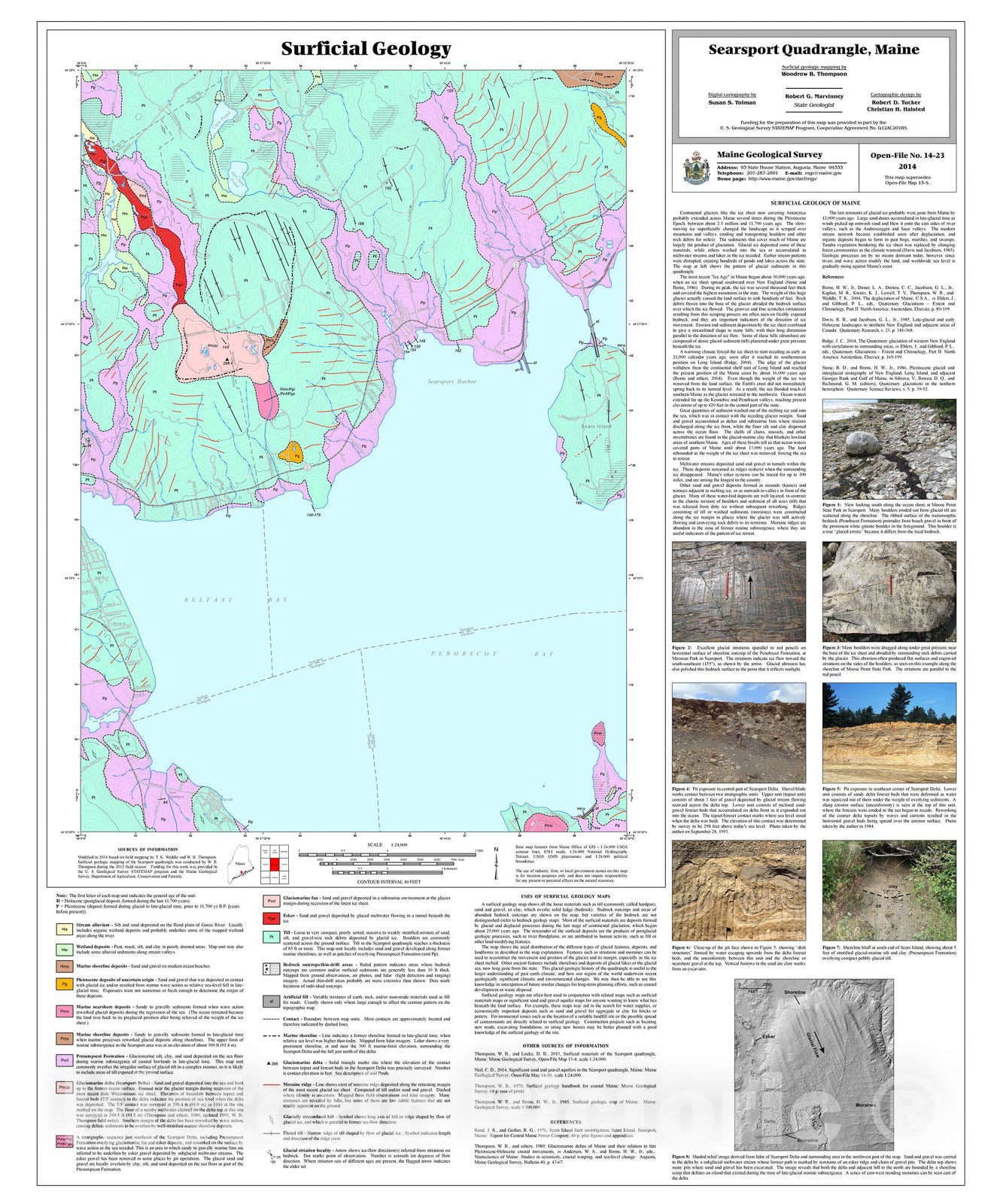 Map : Surficial geology of the Searsport quadrangle, Maine, 2014 Cartography Wall Art :