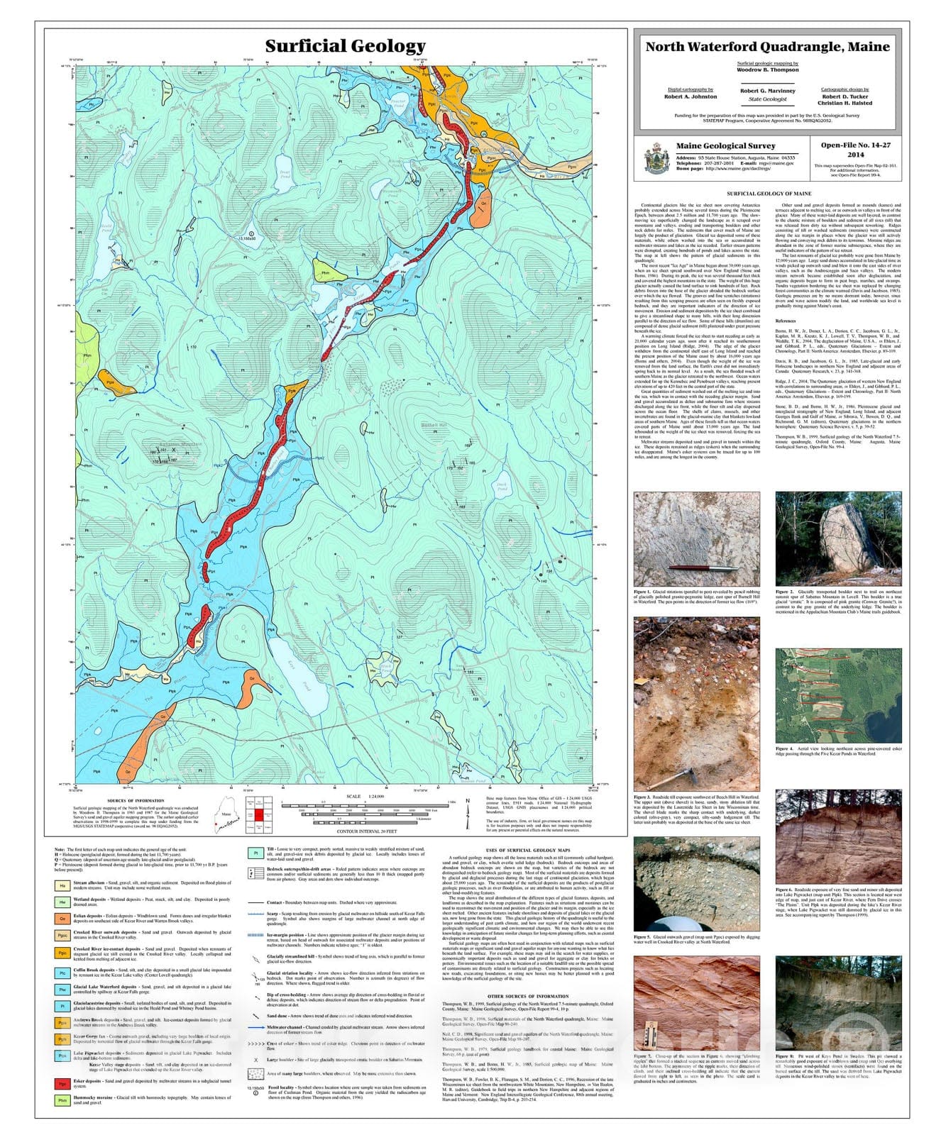 Map : Surficial geology of the North Waterford quadrangle, Maine, 2014 Cartography Wall Art :