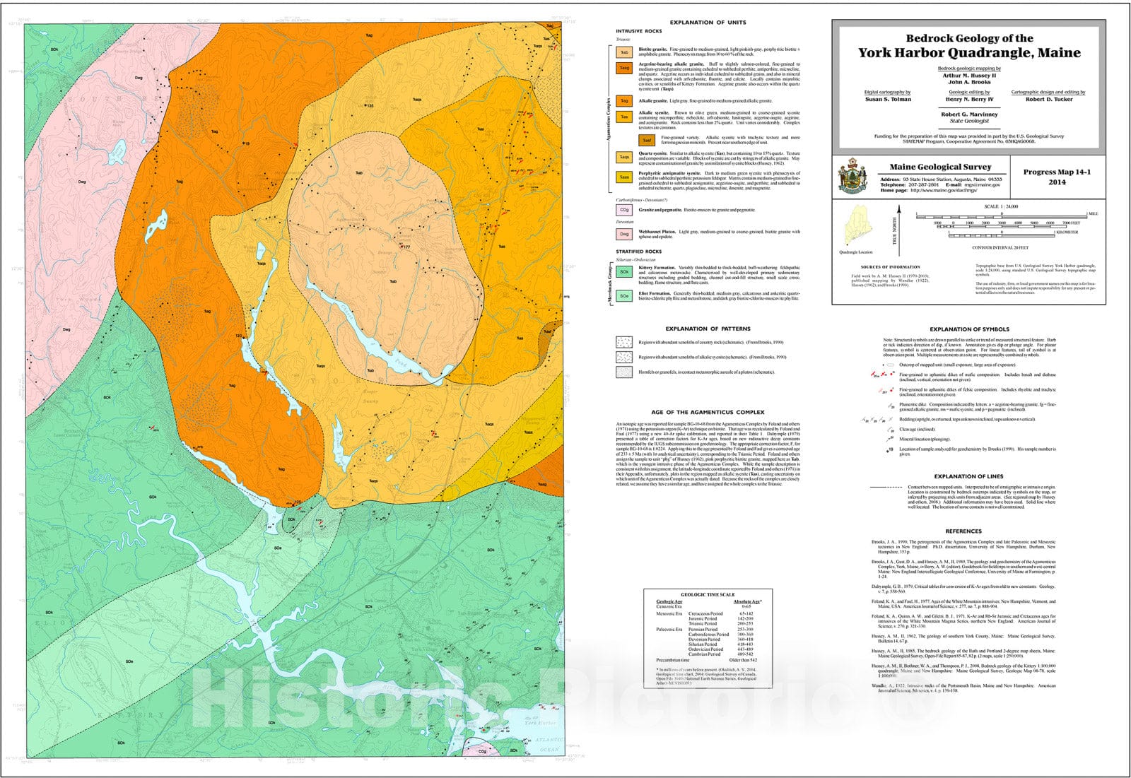 Map : Bedrock geology of the York Harbor quadrangle, Maine, 2014 Cartography Wall Art :