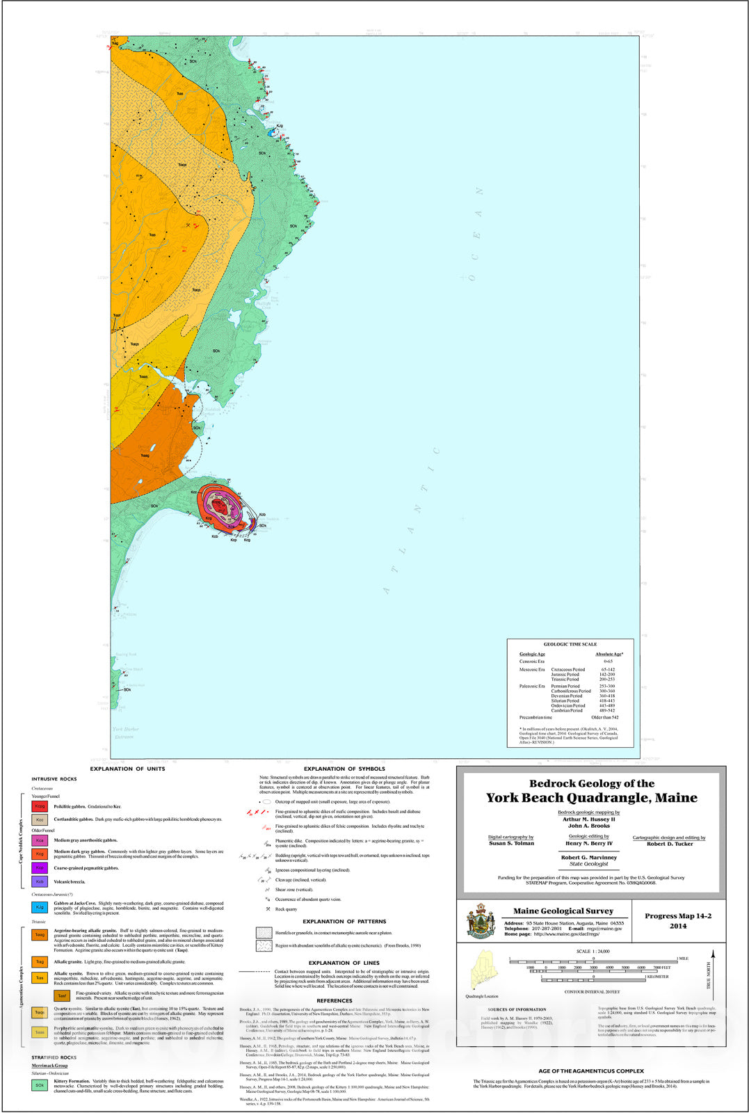 Map : Bedrock geology of the York Beach quadrangle, Maine, 2014 Cartography Wall Art :