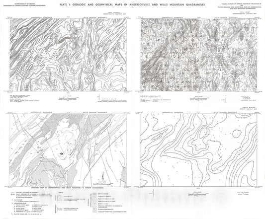 Map : Geologic investigations in the Willis Mountain and Andersonville quadrangles, Virginia, 1981 Cartography Wall Art :