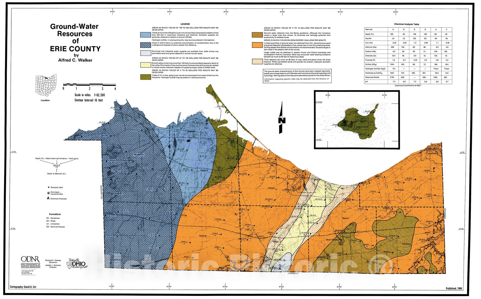 Map : Ground-water resources of Erie County, 1986 Cartography Wall Art :