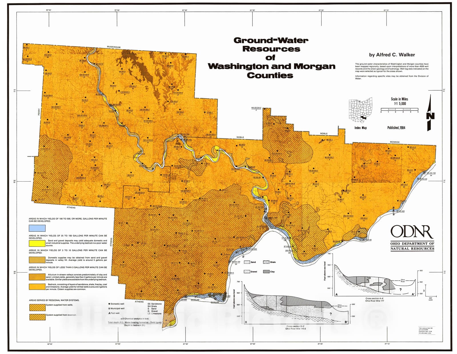 Map : Ground-water resources of Washington and Morgan Counties, 1984 Cartography Wall Art :