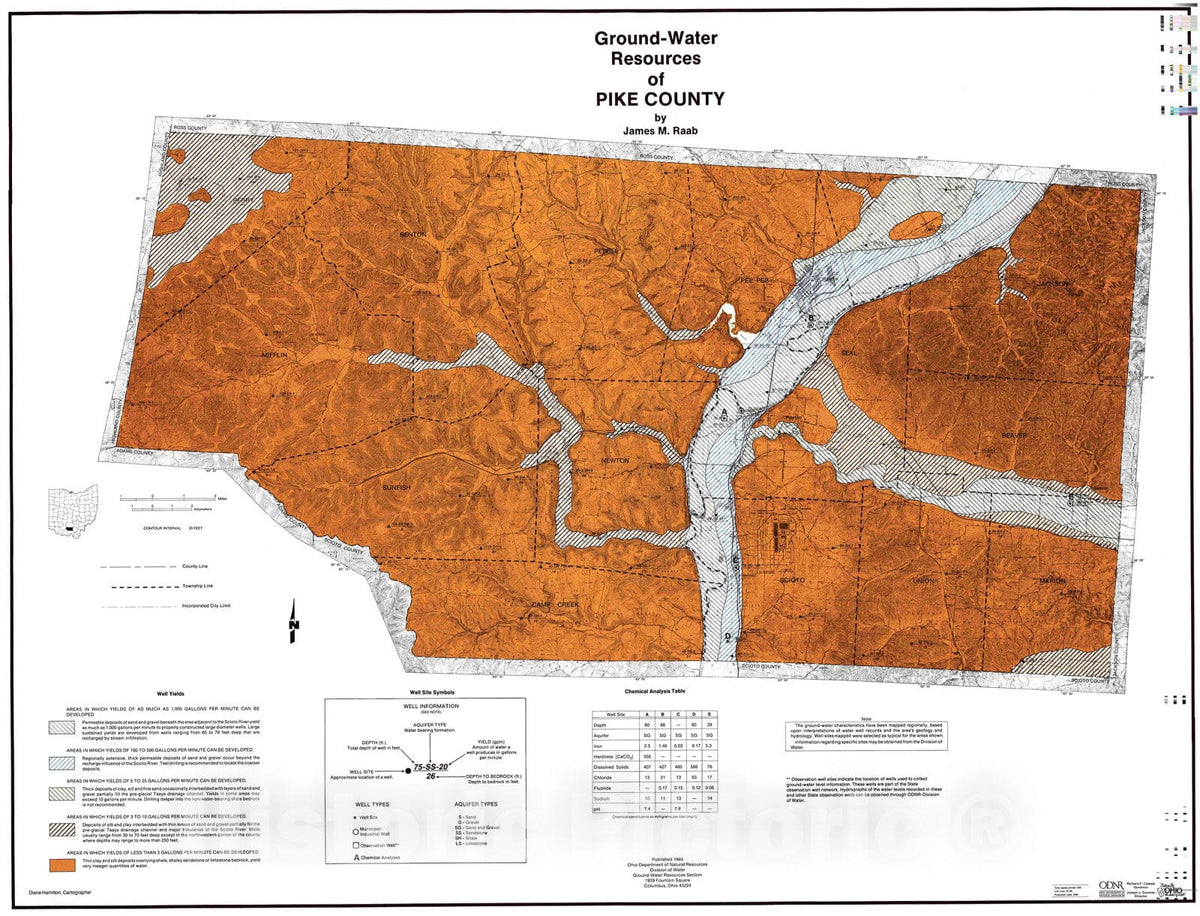 Map : Ground-water resources of Pike County, 1989 Cartography Wall Art :