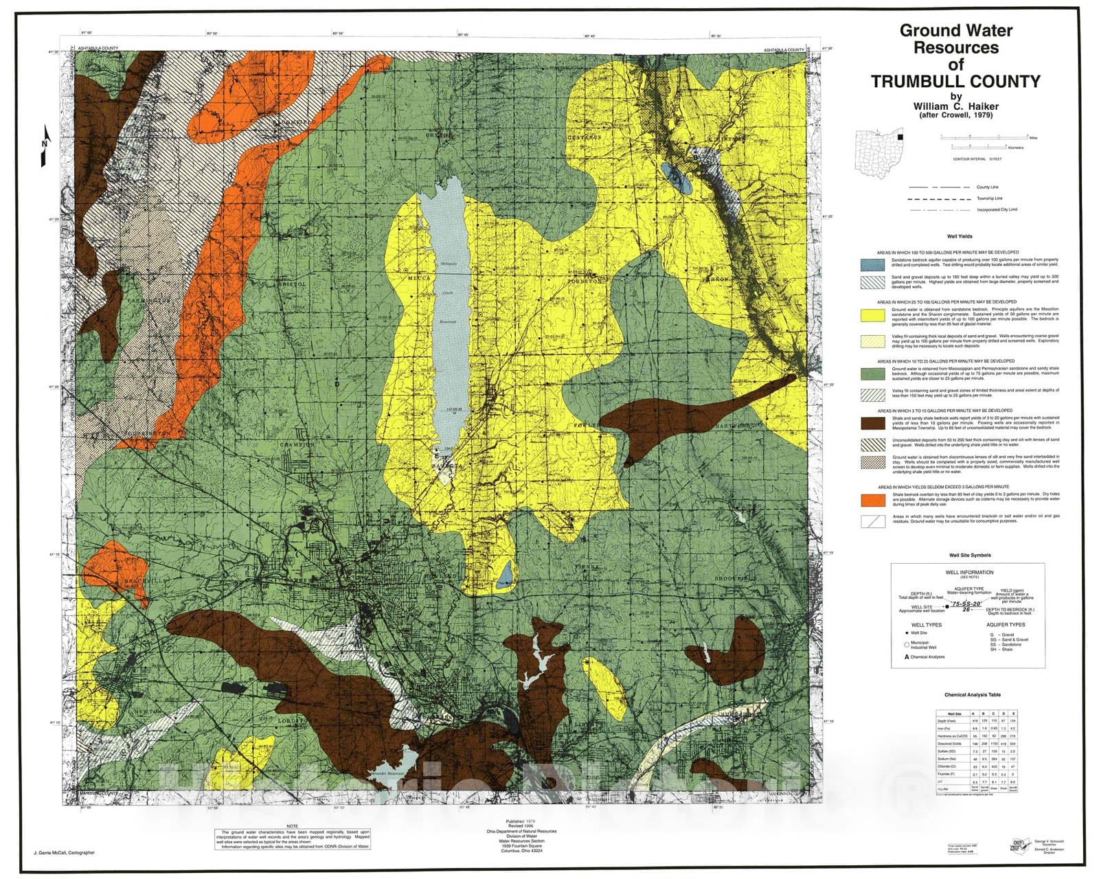 Map : Ground water resources of Trumbull County, 1979 Cartography Wall Art :