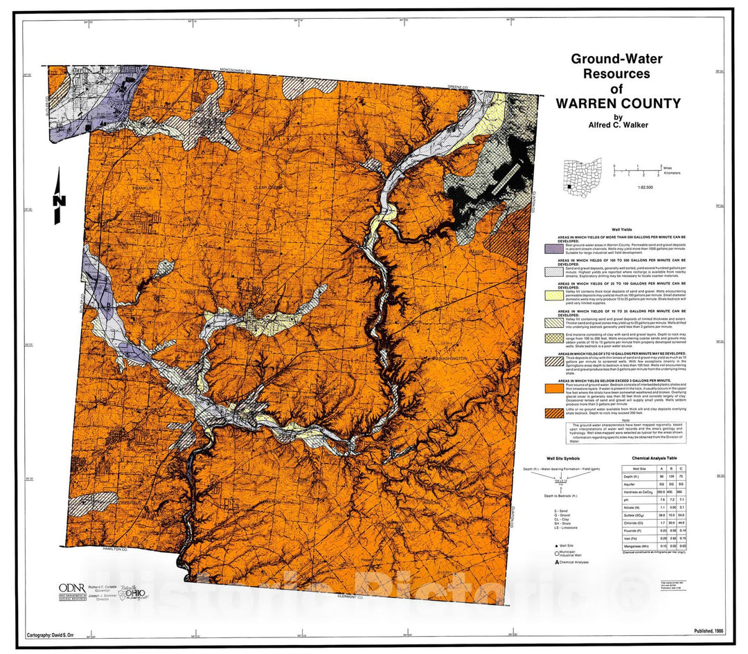 Map : Ground-water resources of Warren County, 1986 Cartography Wall Art :