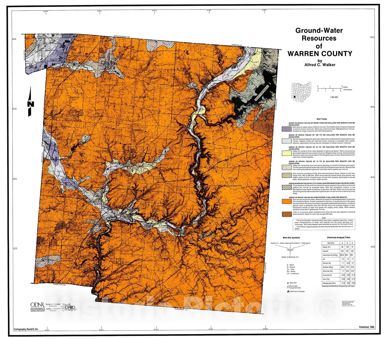 Map : Ground-water resources of Warren County, 1986 Cartography Wall Art :