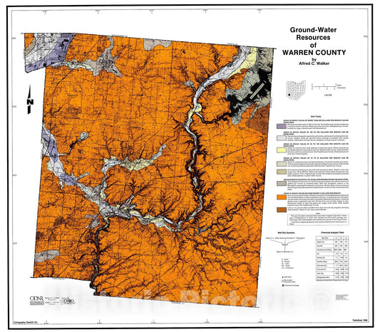 Map : Ground-water resources of Warren County, 1986 Cartography Wall Art :