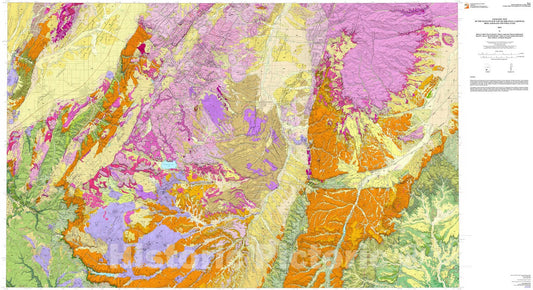 Map : Geologic map of the Panguitch 30' x 60' quadrangle, Garfield, Iron, and Kane Counties, Utah, 2015 Cartography Wall Art :