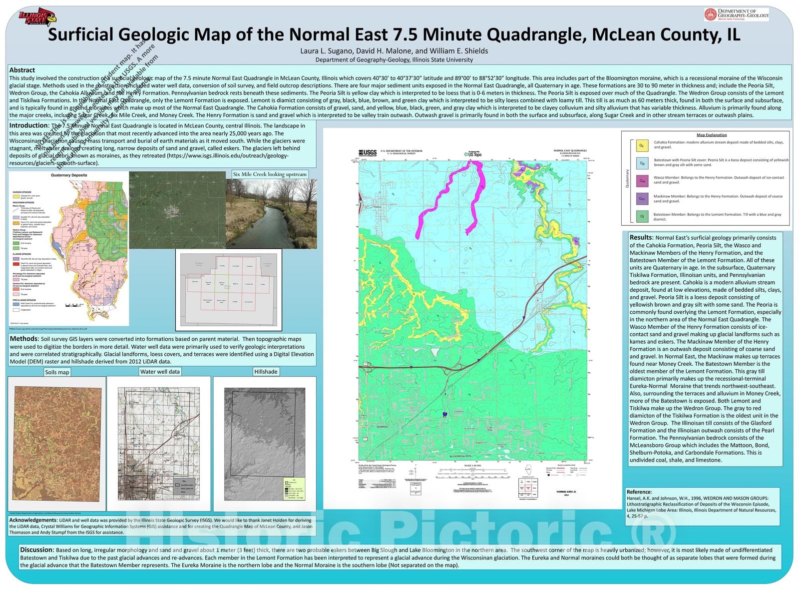 Map : Surficial geologic map of the Normal East 7.5 Minute Quadrangle, McLean County, Illinois,  Cartography Wall Art :