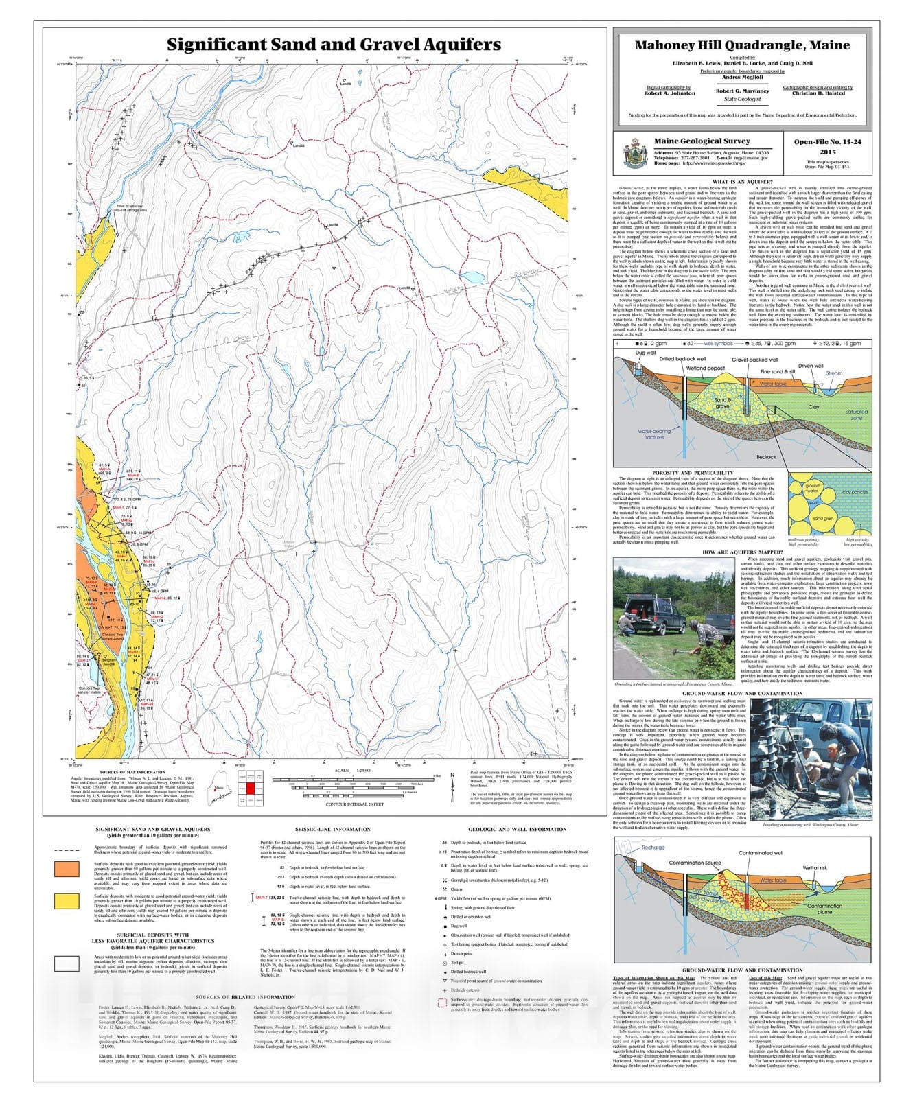 Map : Significant sand and gravel aquifers in the Mahoney Hill quadrangle, Maine, 2015 Cartography Wall Art :
