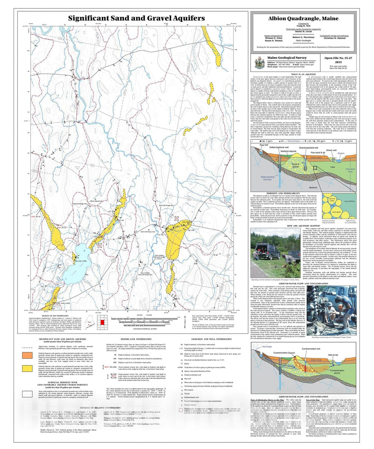 Map : Significant sand and gravel aquifers in the Albion quadrangle, Maine, 2015 Cartography Wall Art :