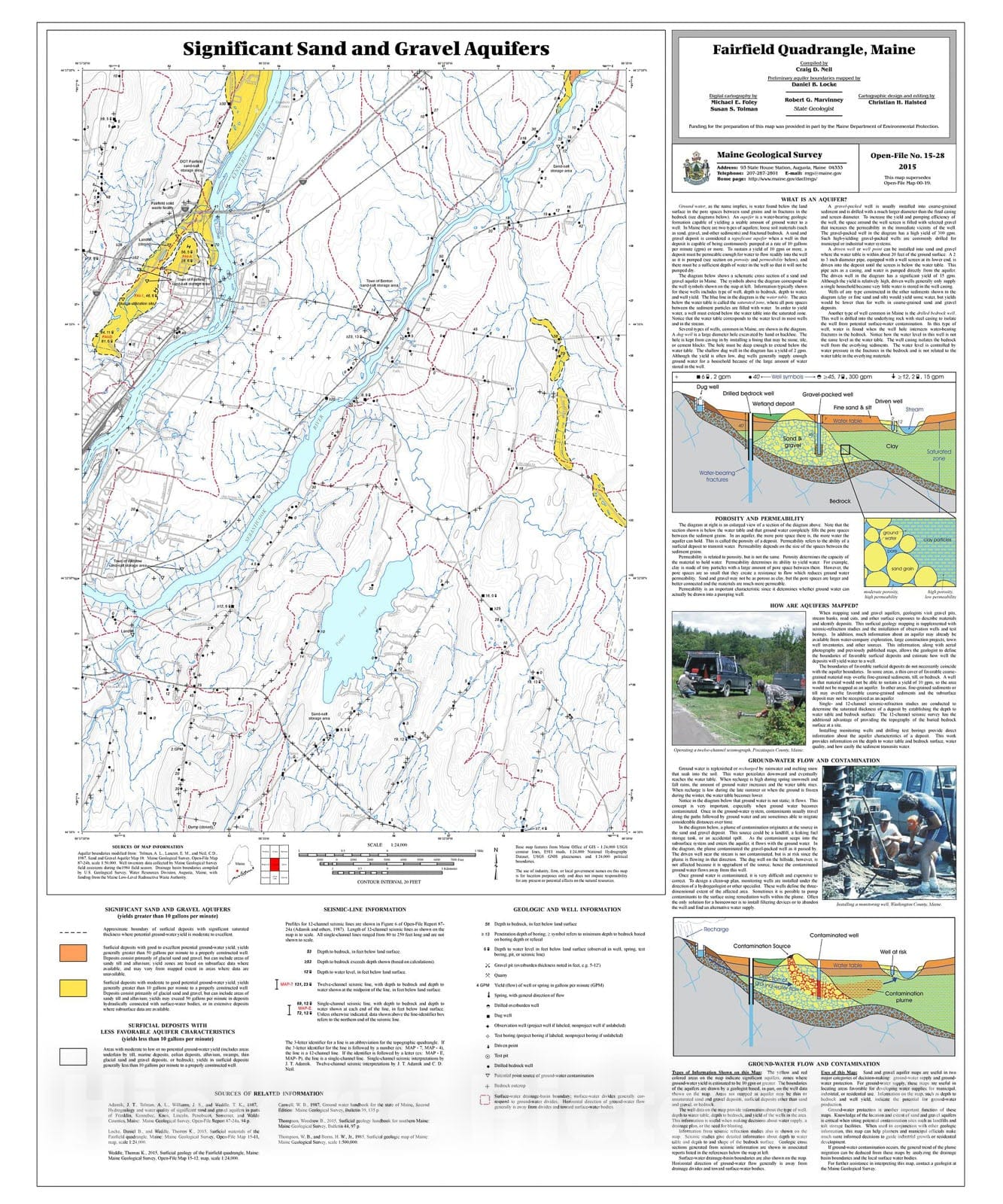 Map : Significant sand and gravel aquifers in the Fairfield quadrangle, Maine, 2015 Cartography Wall Art :