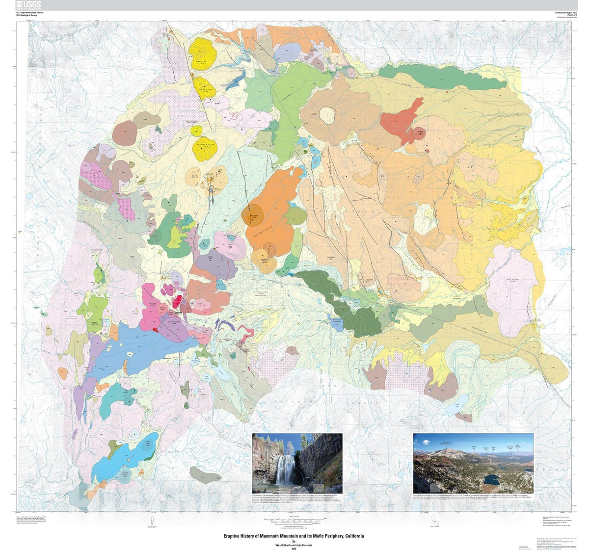 Map : Eruptive history of Mammoth Mountain and its mafic periphery, California, 2016 Cartography Wall Art :