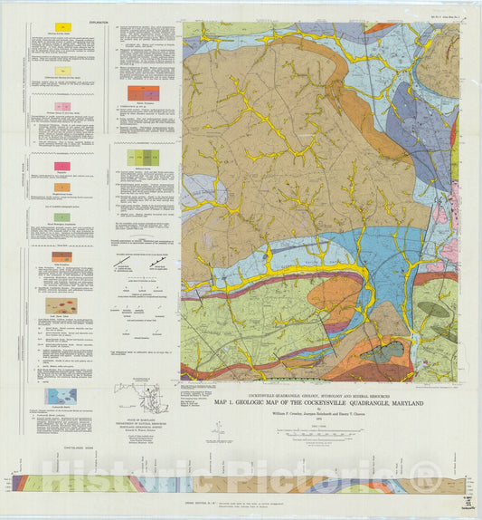 Map : Geologic map of the Cockeysville quadrangle, Maryland, 1975 Cartography Wall Art :