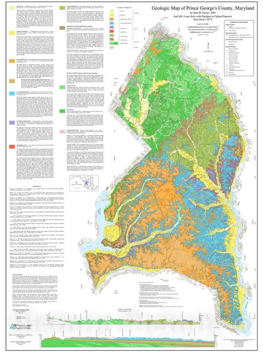 Map : Geologic map of Prince George's County, Maryland, 2003 Cartography Wall Art :