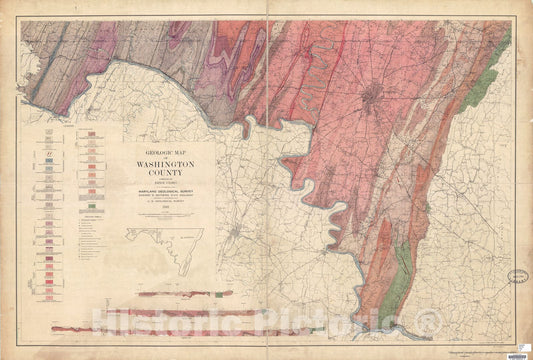 Map : Geologic map of Washington County [Maryland], 1941 Cartography Wall Art :