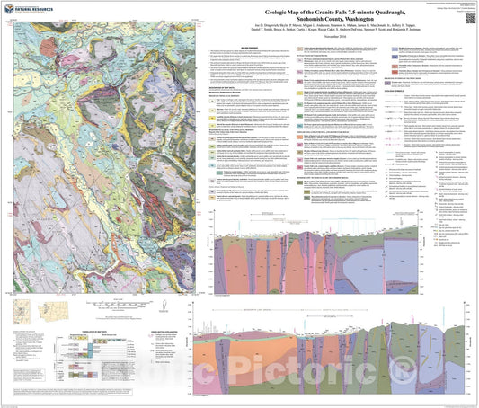 Map : Geologic map of the Granite Falls 7.5-minute quadrangle, Snohomish County, Washington, 2016 Cartography Wall Art :