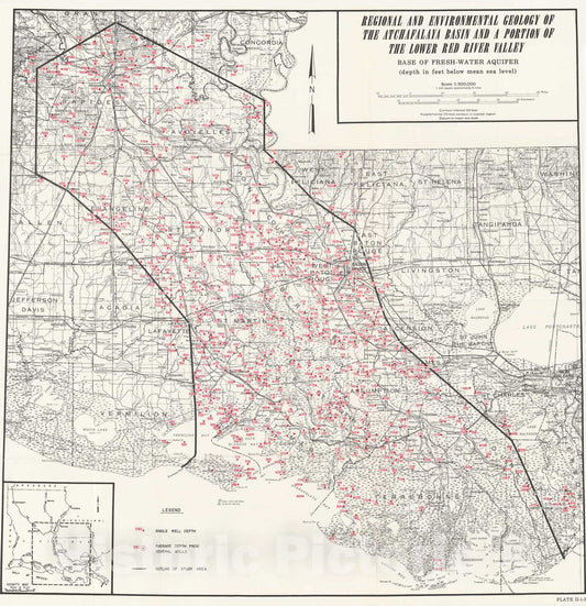 Map : The environmental and economic geology of the Atchafalaya Basin and a portion of the lower Red River Valley, Louisiana, 1979 Cartography Wall Art :