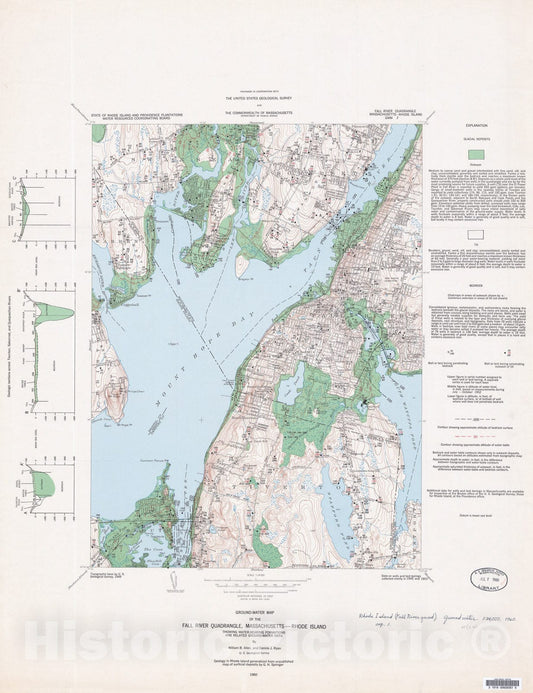 Map : Ground-water map of the Fall River quadrangle, Massachusetts - Rhode Island, showing water-bearing formations and related ground-water data, 1960 Cartography Wall Art :