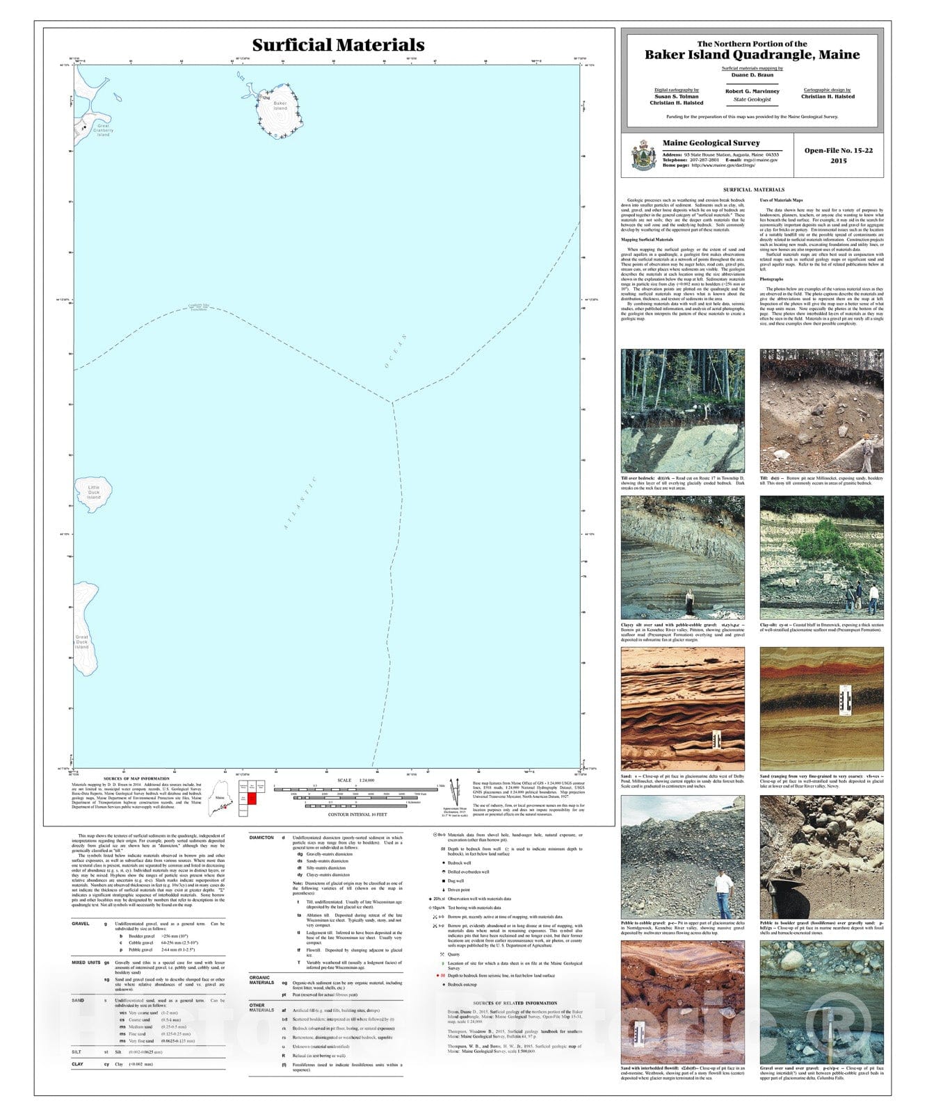 Map : Surficial materials of the northern portion of the Baker Island quadrangle, Maine, 2015 Cartography Wall Art :