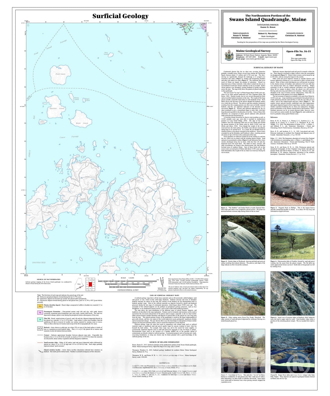 Map : Surficial geology of the northeastern portion of the Swans Island quadrangle, Maine, 2016 Cartography Wall Art :