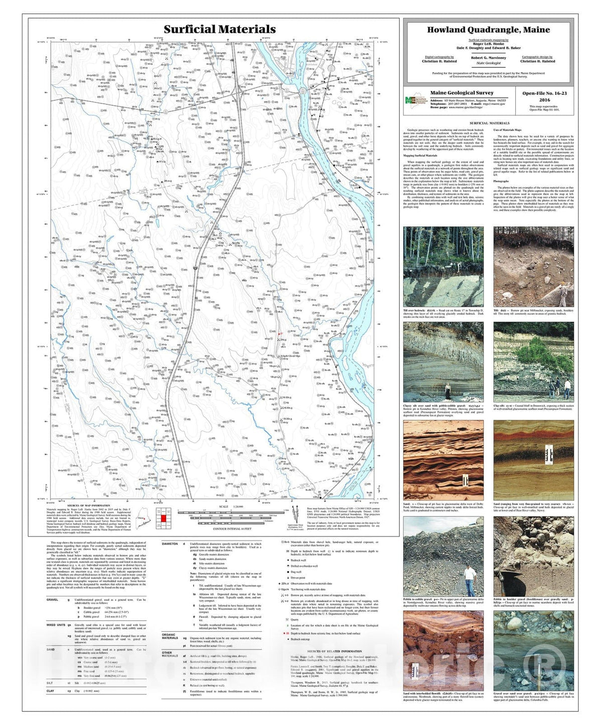 Map : Surficial materials of the Howland quadrangle, Maine, 2016 Cartography Wall Art :