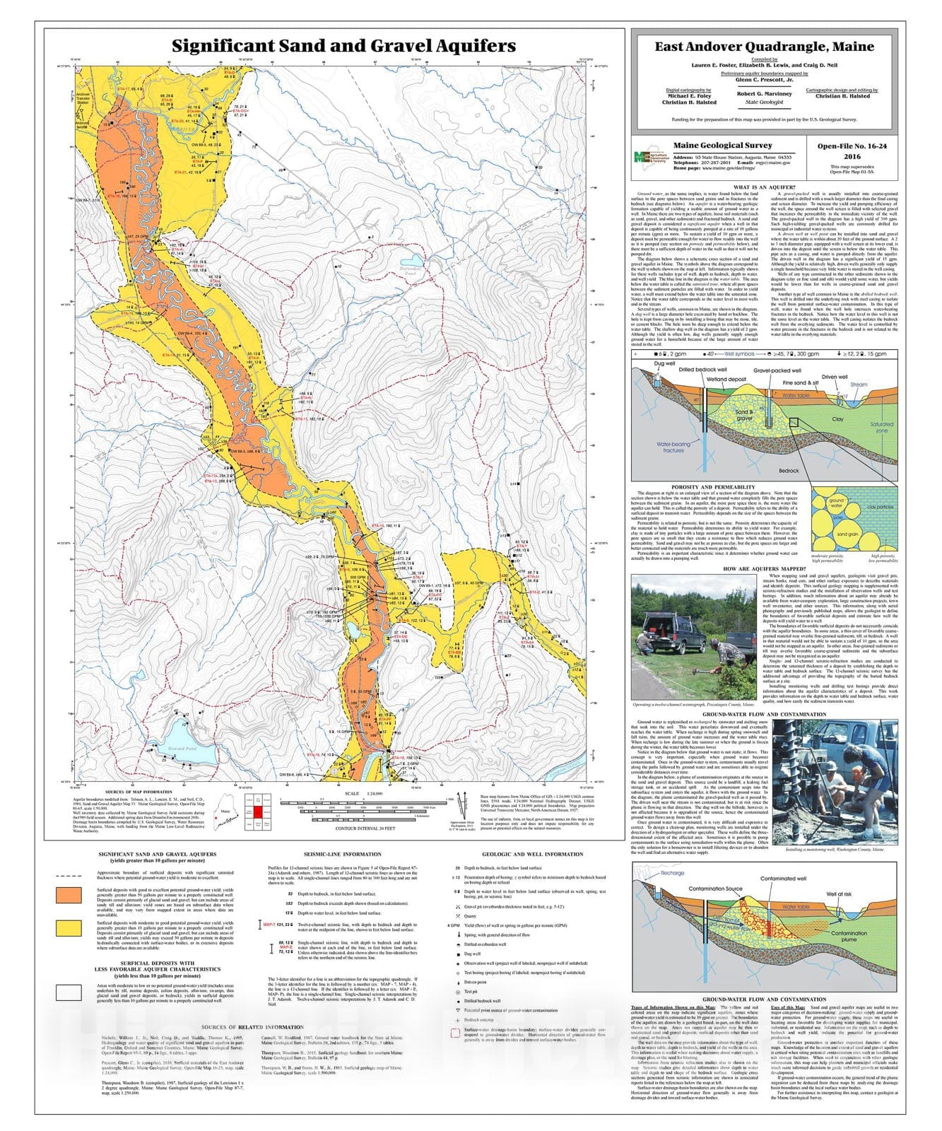 Map : Significant sand and gravel aquifers in the East Andover quadrangle, Maine, 2016 Cartography Wall Art :