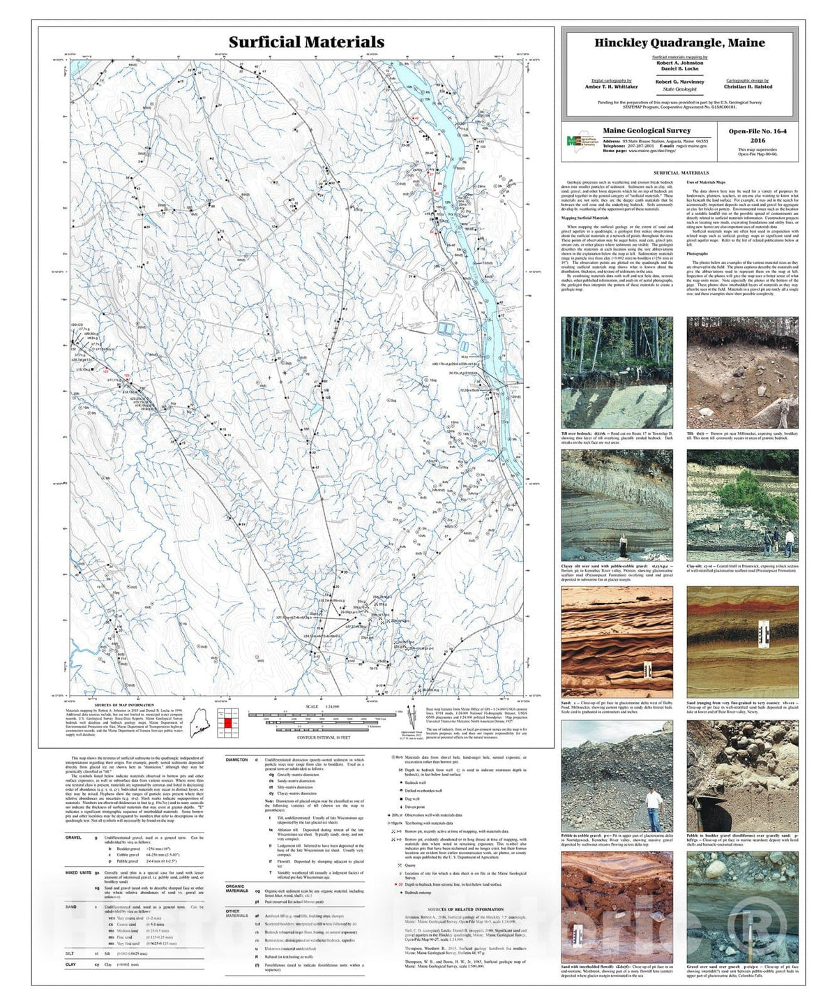 Map : Surficial materials of the Hinckley quadrangle, Maine, 2016 Cartography Wall Art :