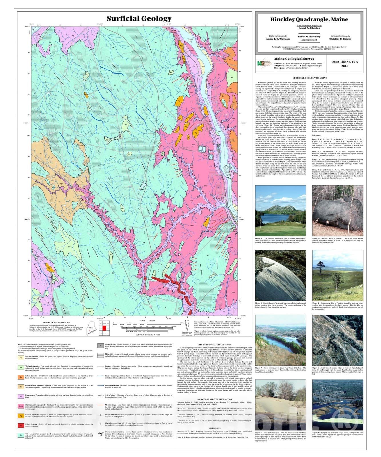 Map : Surficial geology of the Hinckley quadrangle, Maine, 2016 Cartography Wall Art :