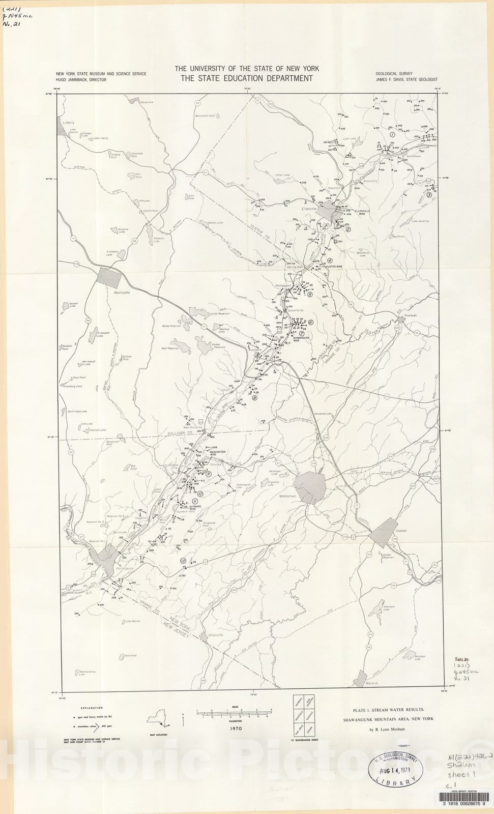 Map : Geochemical reconnaissance of surficial materials in the vicinity of Shawangunk Mountain, New York, 1972 Cartography Wall Art :