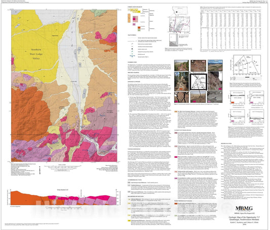 Map : Geologic map of the Opportunity 7.5' quadrangle, southwestern Montana, 2016 Cartography Wall Art :