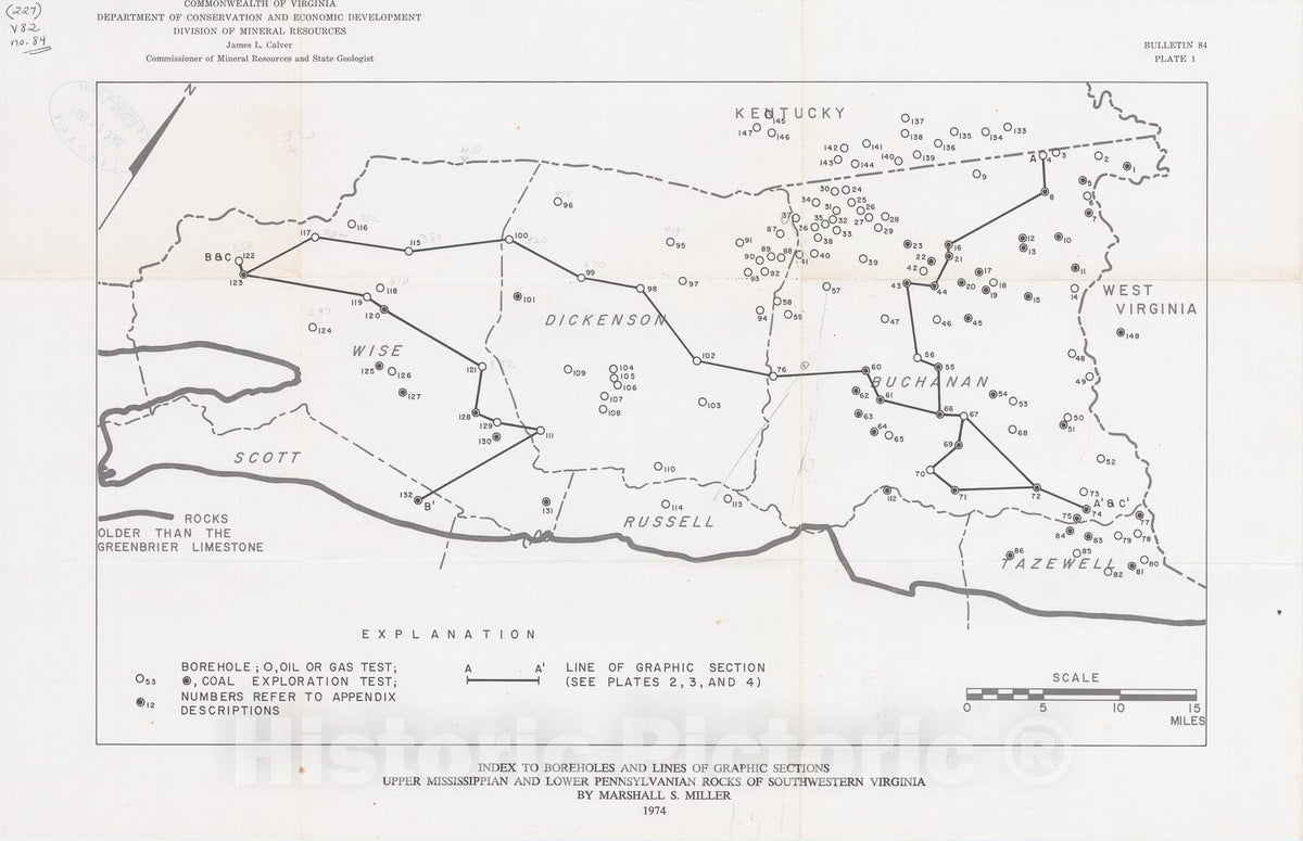 Map : Stratigraphy and coal beds of Upper Mississippian and Lower Pennsylvanian rocks in southwestern Virginia, 1974 Cartography Wall Art :