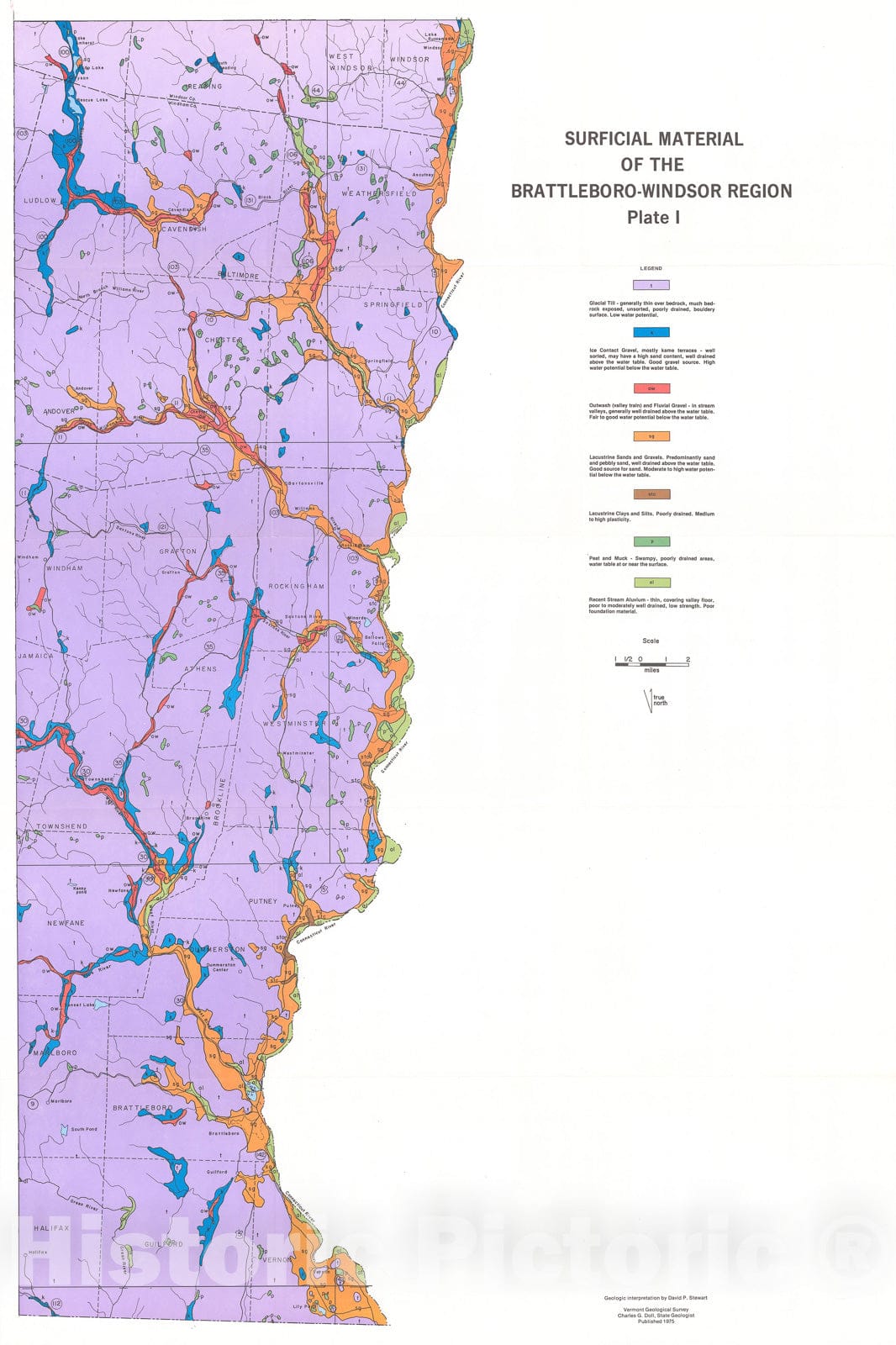 Map : Geology for environmental planning in the Brattleboro-Windsor region, Vermont, 1975 Cartography Wall Art :