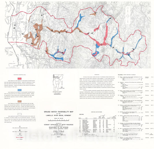 Map : Ground water favorability map of the Lamoille River basin, Vermont, 1967 Cartography Wall Art :