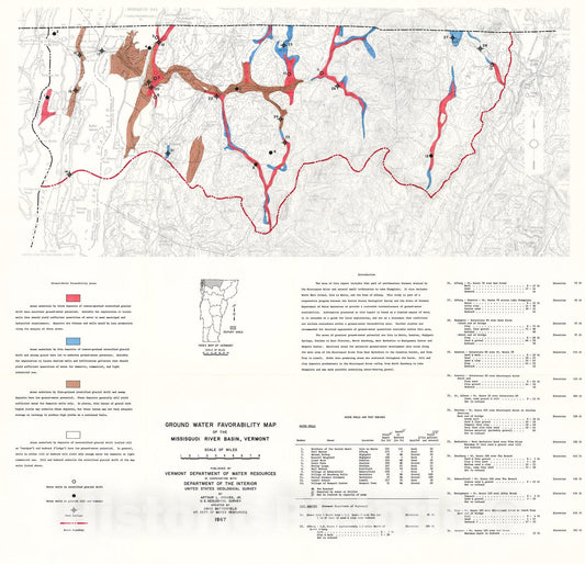 Map : Ground water favorability map of the Missisquoi River basin, Vermont, 1967 Cartography Wall Art :