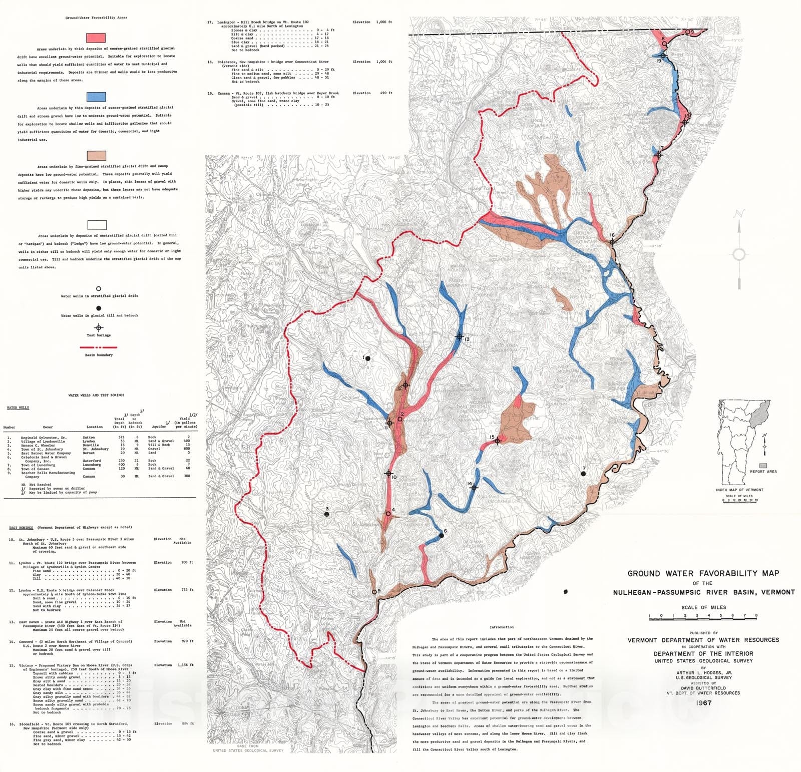 Map : Ground water favorability map of the Nulhegan-Passumpsic River basin, Vermont, 1967 Cartography Wall Art :