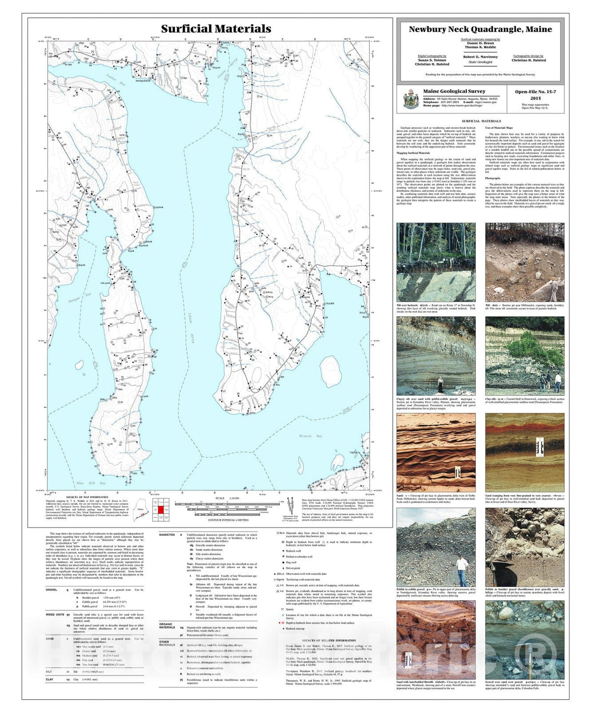 Map : Surficial materials of the Newbury Neck quadrangle, Maine, 2015 Cartography Wall Art :