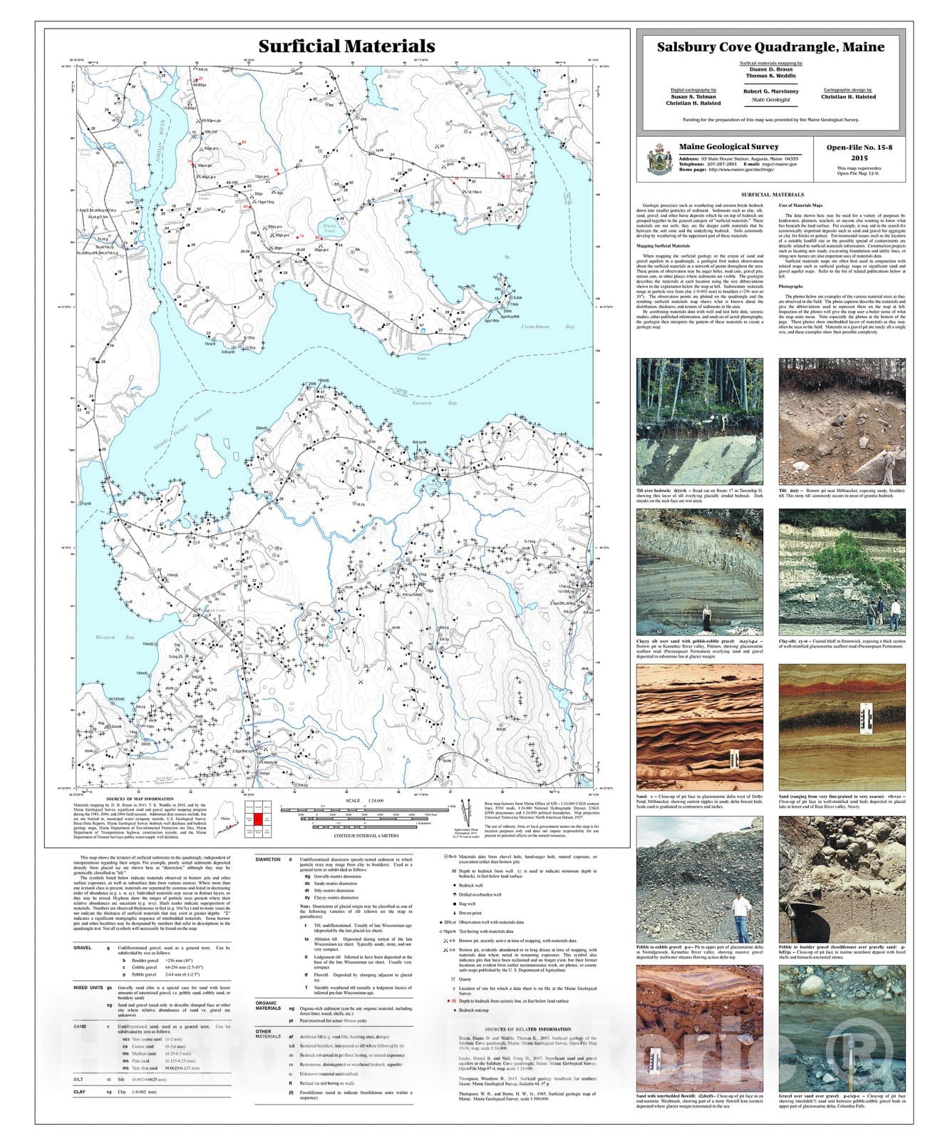 Map : Surficial materials of the Salsbury Cove quadrangle, Maine, 2015 Cartography Wall Art :