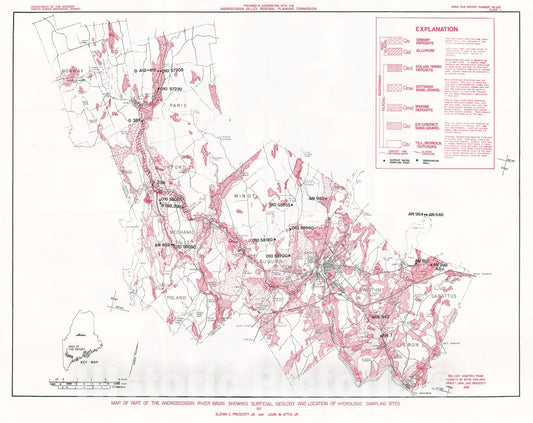 Map : Geohydrology of part of the Androscoggin River basin, Maine, 1977 Cartography Wall Art :