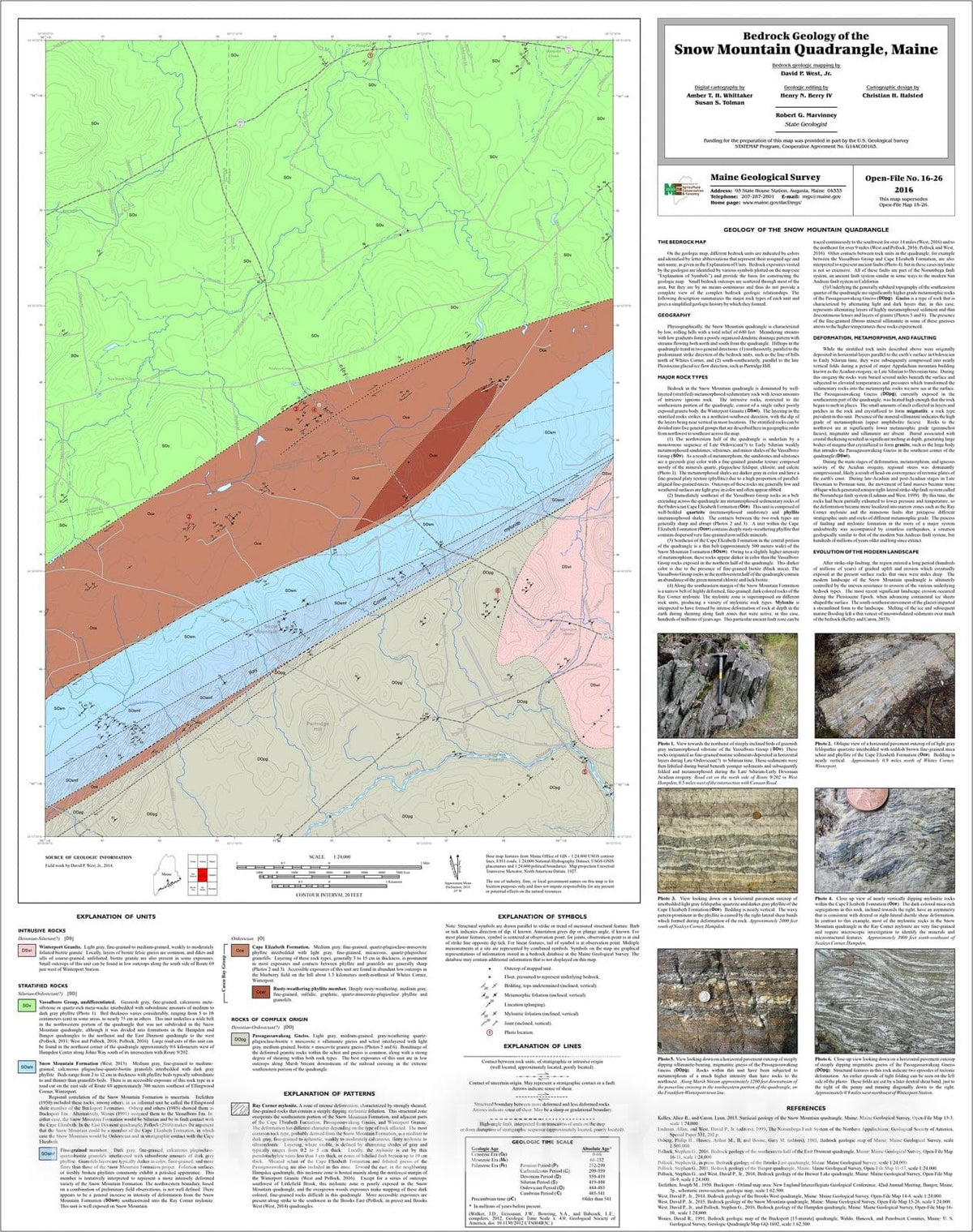 Map : Bedrock geology of the Snow Mountain quadrangle, Maine, 2016 Cartography Wall Art :