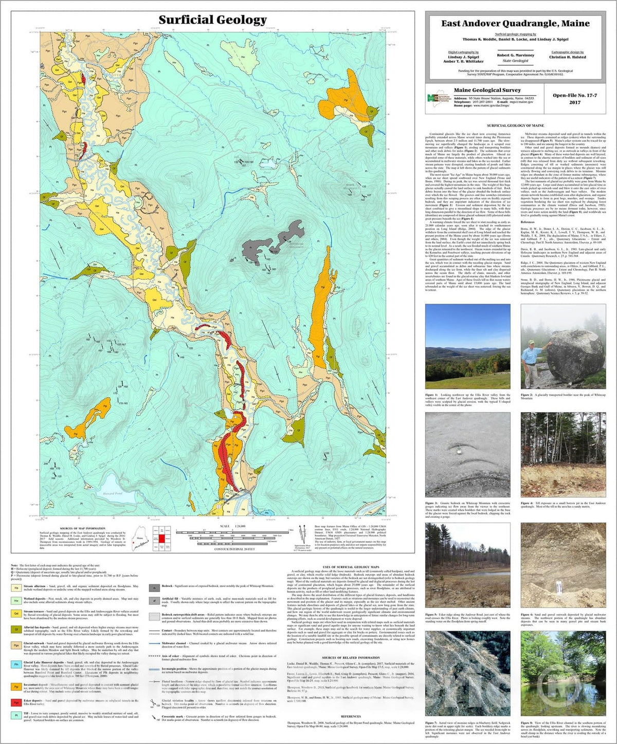Map : Surficial geology of the East Andover quadrangle, Maine, 2017 Cartography Wall Art :