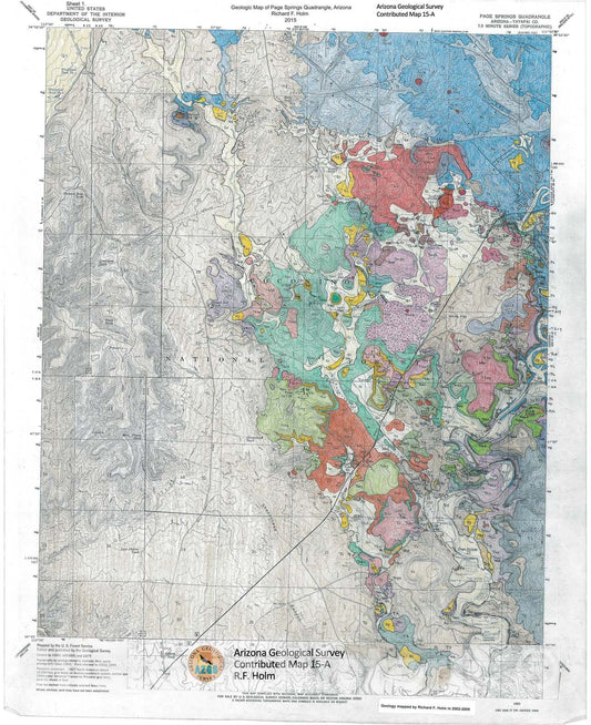 Map : Geologic map of the Page Springs 7.5-minute quadrangle, Yavapai County, Arizona, 2015 Cartography Wall Art :